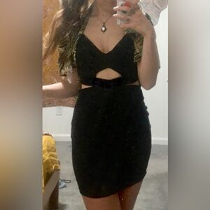 Privy black mini dress with cut-outs, S